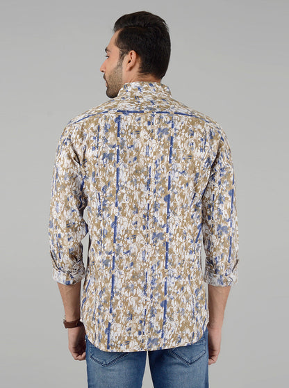 Green Printed Slim Fit Casual Shirt | JB Sport