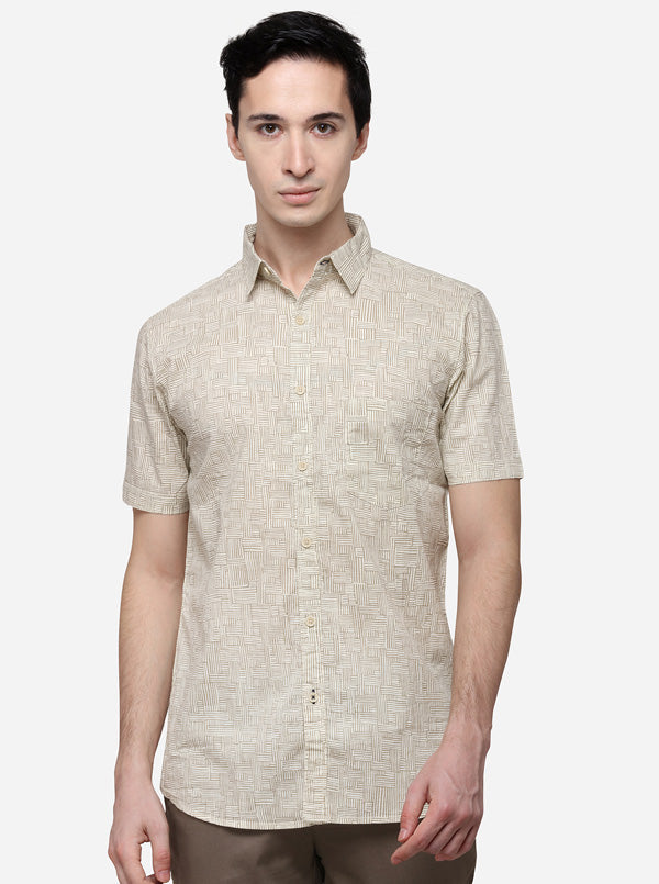 Off-White Slim Fit Printed Casual Shirt | JB Sport