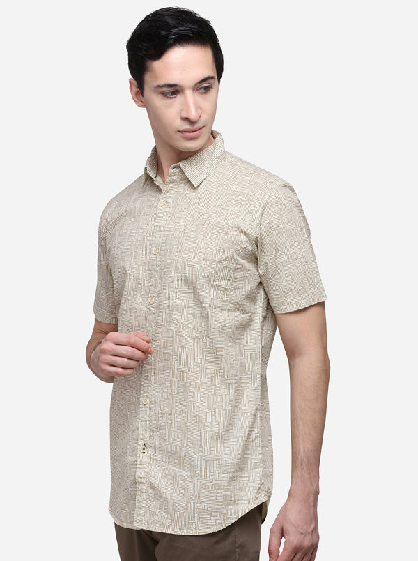 Off-White Slim Fit Printed Casual Shirt | JB Sport