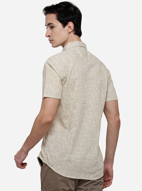 Off-White Slim Fit Printed Casual Shirt | JB Sport