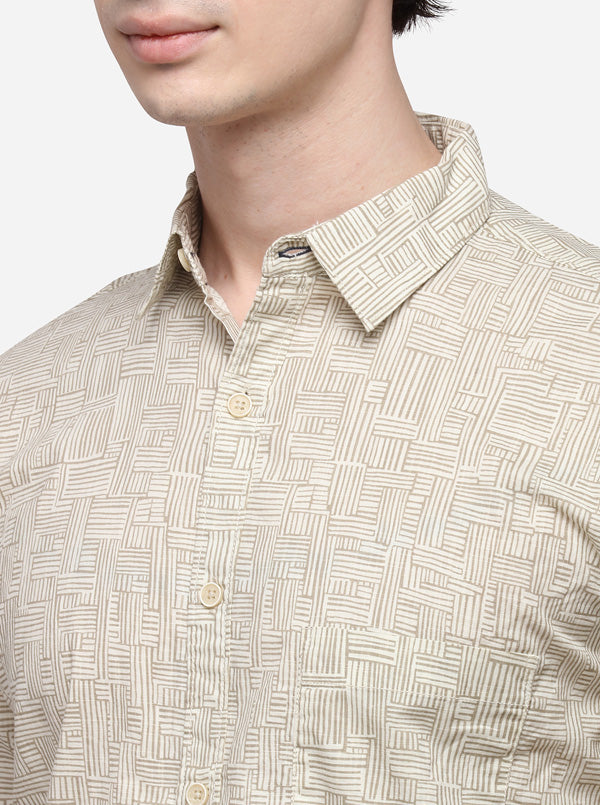 Off-White Slim Fit Printed Casual Shirt | JB Sport