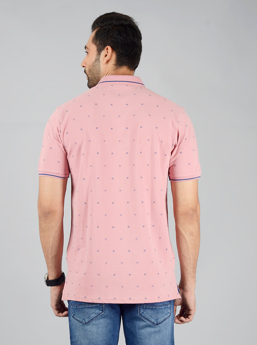 Pink Printed Slim Fit Polo T-Shirt | JB Sport