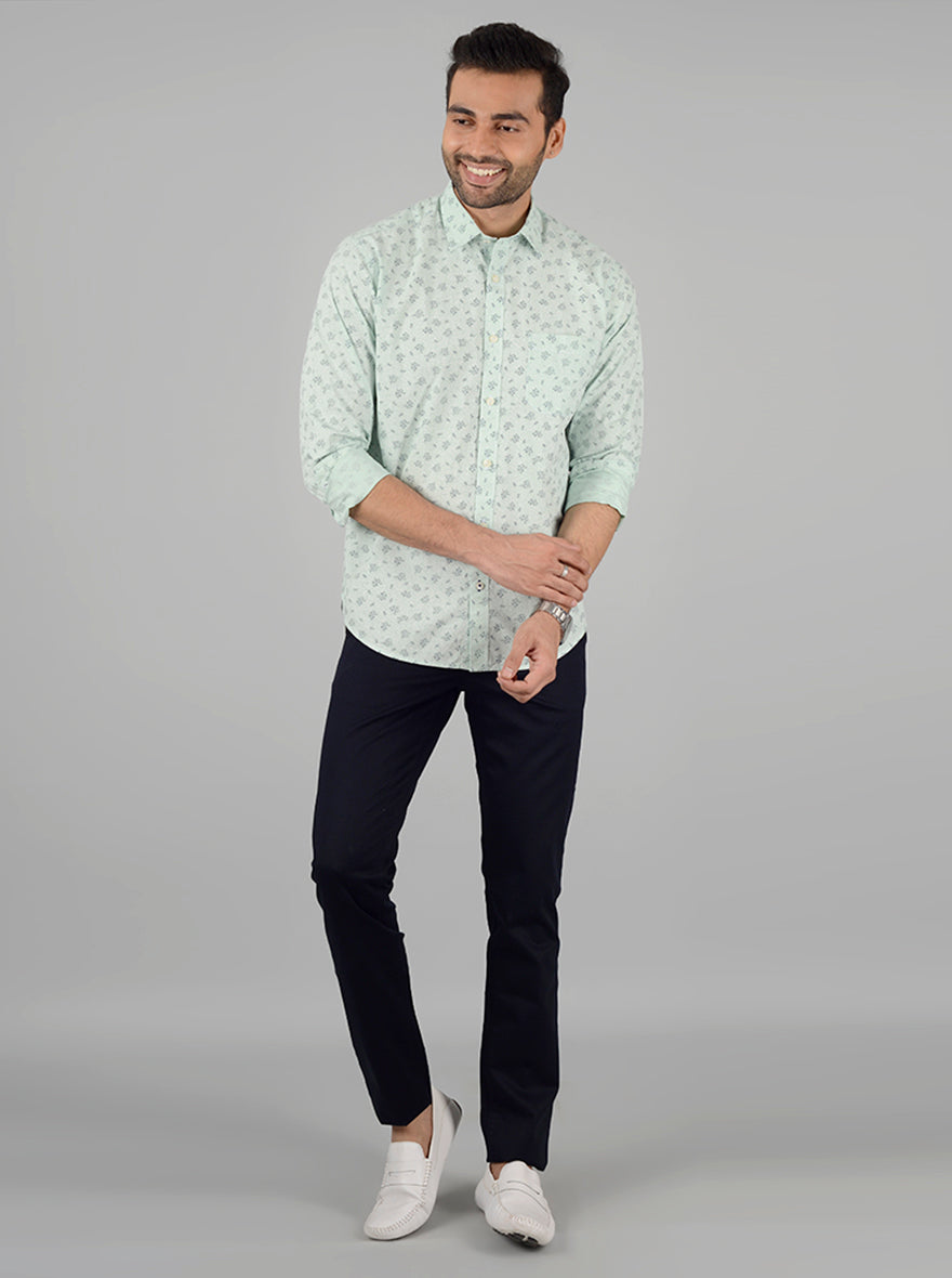 Green Printed Classic Fit Casual Shirt | Greenfibre