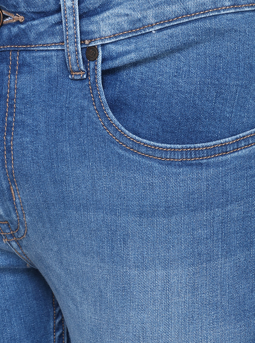 Light Blue Washed Narrow Fit Jeans | Greenfibre