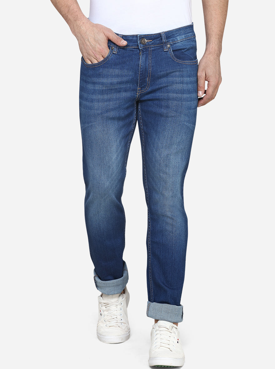 Light Blue Washed Narrow Fit Jeans | Greenfibre