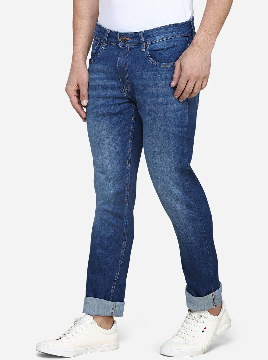 Light Blue Washed Narrow Fit Jeans | Greenfibre