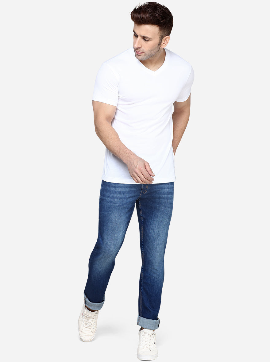 Light Blue Washed Narrow Fit Jeans | Greenfibre