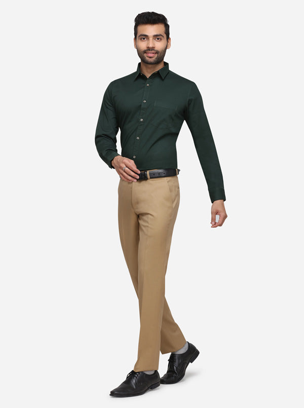 Bottle Green Solid Slim Fit Casual Shirt | JB Sport