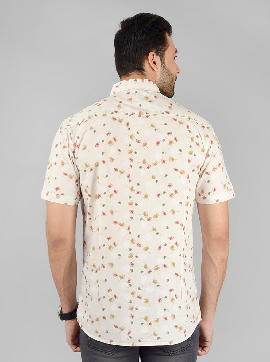 White Printed Slim Fit Casual Shirt | JB Sport