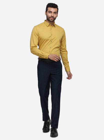 Mustard Yellow Solid Slim Fit Casual Shirt | JB Sport