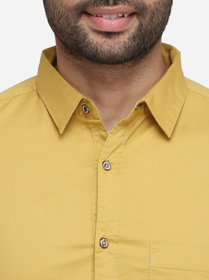 Mustard Yellow Solid Slim Fit Casual Shirt | JB Sport