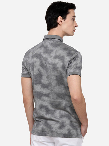 Grey Solid Slim Fit Polo T-Shirt | JB Sport
