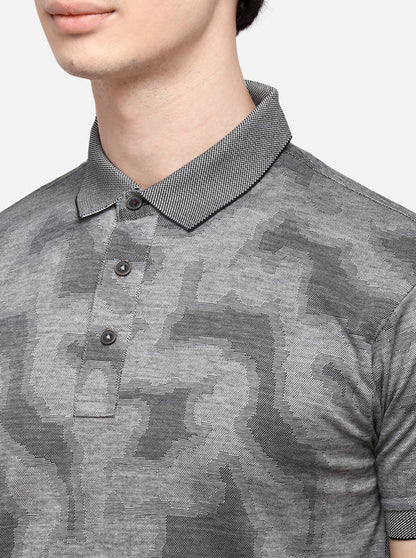 Grey Solid Slim Fit Polo T-Shirt | JB Sport