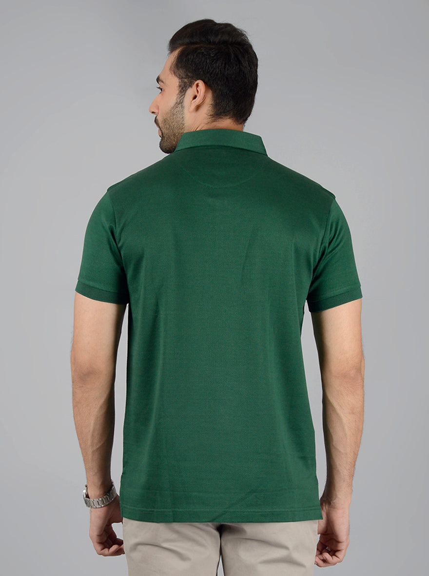 Green Solid Slim Fit Polo T-Shirt | JB Sport