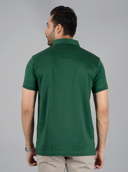 Green Solid Slim Fit Polo T-Shirt | JB Sport