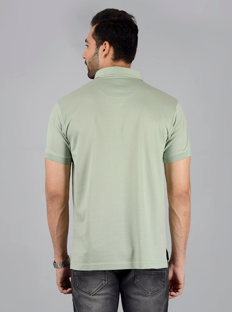 Tender Green Solid Slim Fit Polo T-Shirt | JB Sport