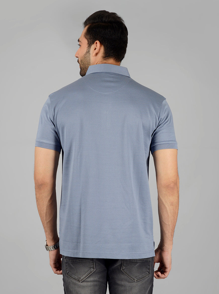 Grey Solid Slim Fit Polo T-Shirt | JB Sport