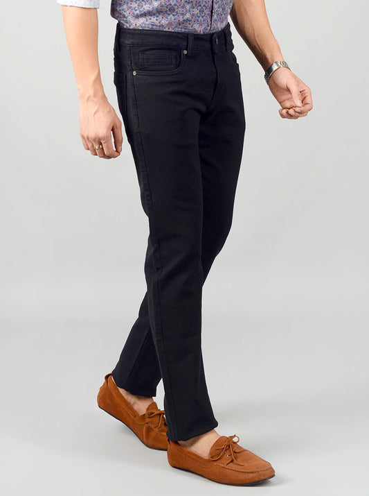 Jet Black Solid Narrow Fit Jeans | Greenfibre