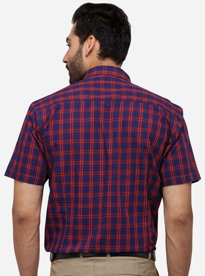 Red & Blue Tailored Fit Checked Casual Shirt | JB Sport