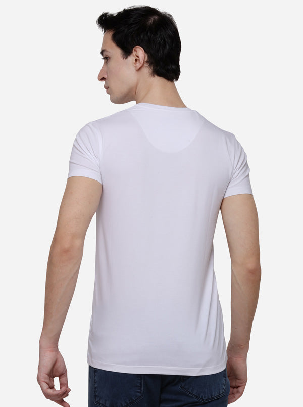 White Slim Fit Solid T-Shirt | JB Sport