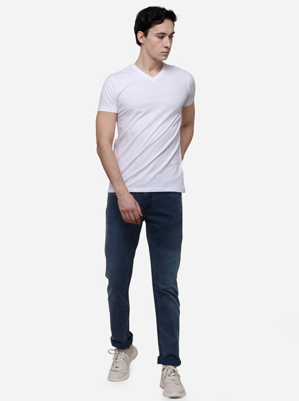 White Slim Fit Solid T-Shirt | JB Sport