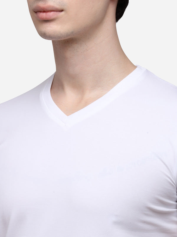 White Slim Fit Solid T-Shirt | JB Sport