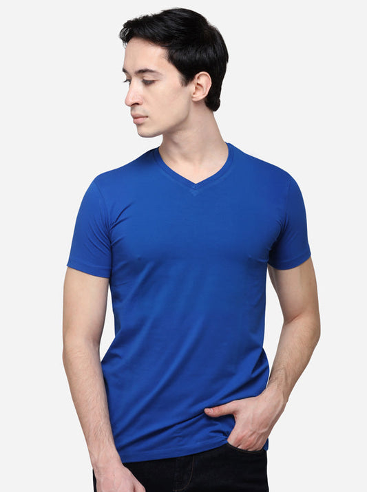 Royal Blue Slim Fit Solid T-Shirt | JB Sport