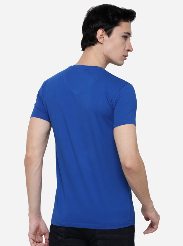 Royal Blue Slim Fit Solid T-Shirt | JB Sport