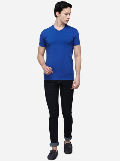 Royal Blue Slim Fit Solid T-Shirt | JB Sport