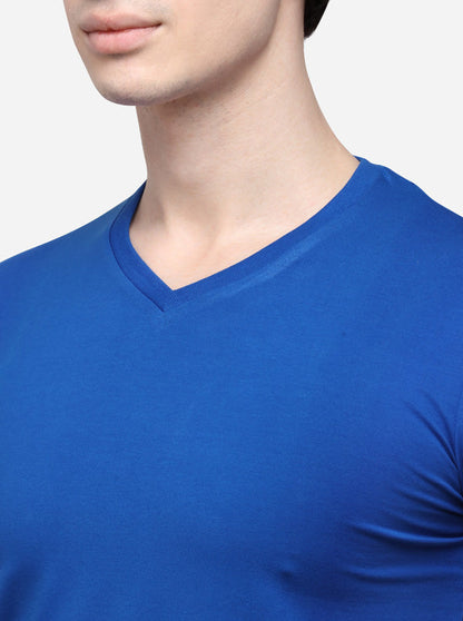Royal Blue Slim Fit Solid T-Shirt | JB Sport