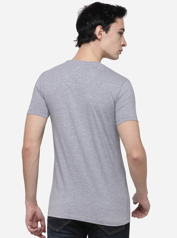Grey Slim Fit Solid T-Shirt | JB Sport