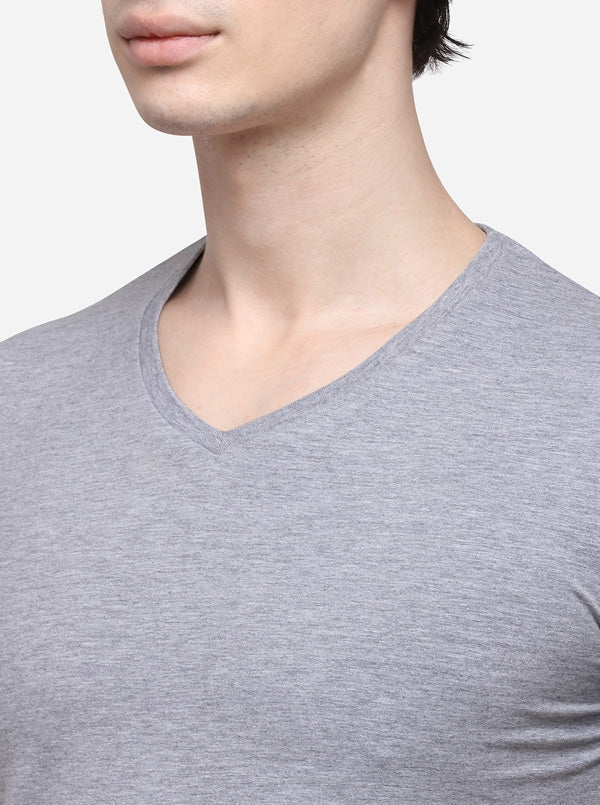 Grey Slim Fit Solid T-Shirt | JB Sport