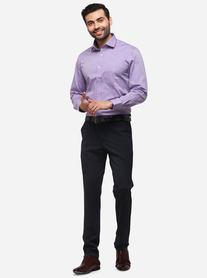 Dark Blue Slim Fit Solid Formal Trouser | JB Studio