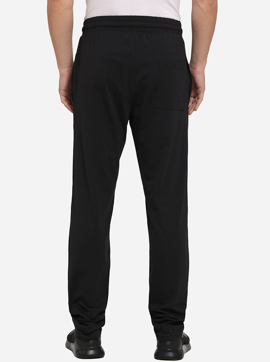 Black Solid Regular Fit Track Pants | Greenfibre