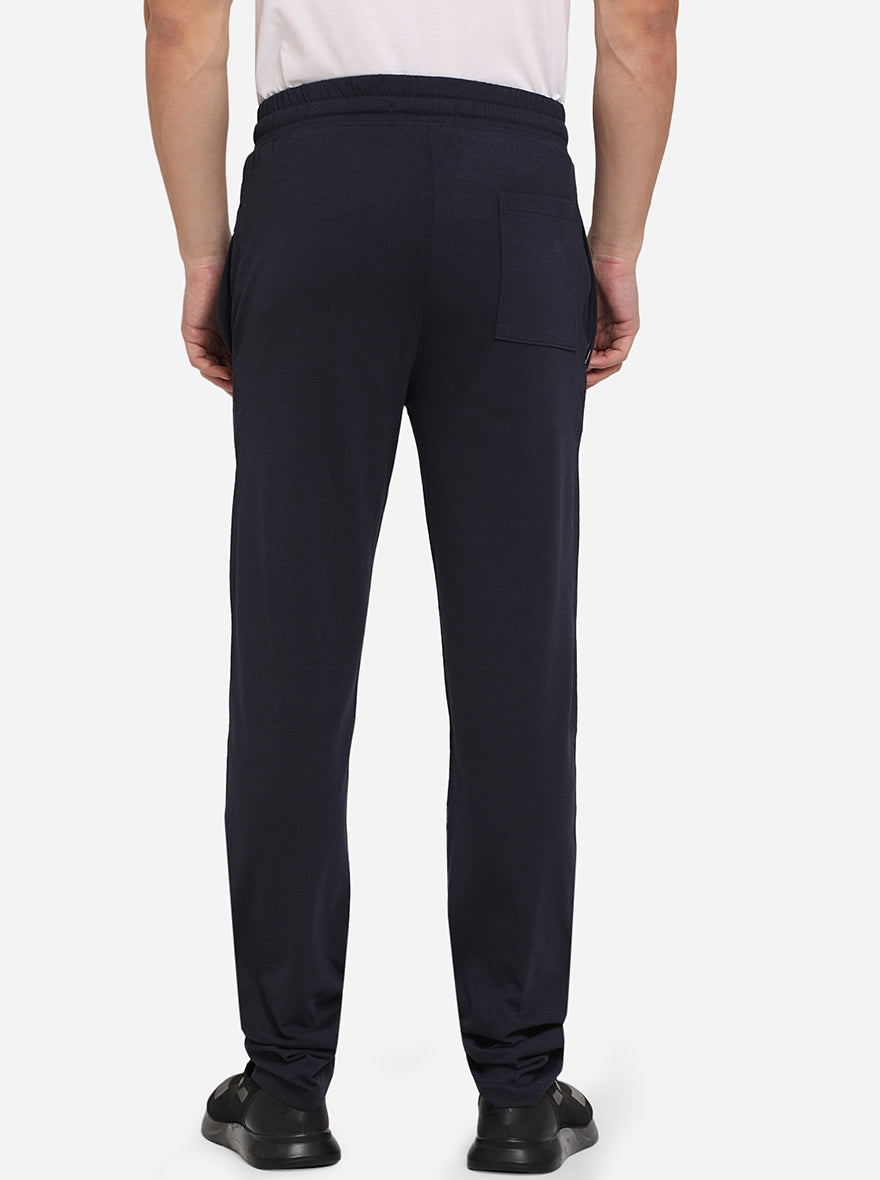 Navy Blue Solid Regular Fit Track Pants | Greenfibre