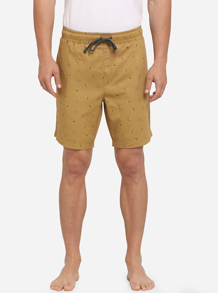 Khaki Printed Regular Fit Boxer Shorts | JadeBlue