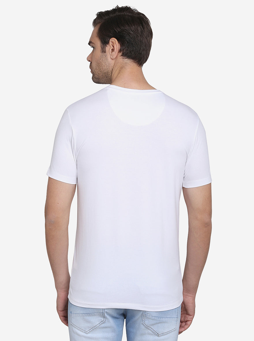 White Printed Slim Fit T-Shirt  | JadeBlue Sport