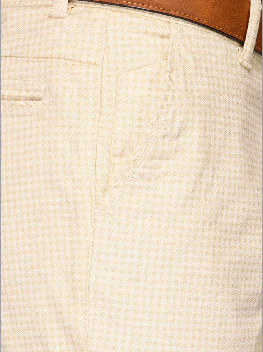 Beige Chequered Slim Fit Formal Trouser