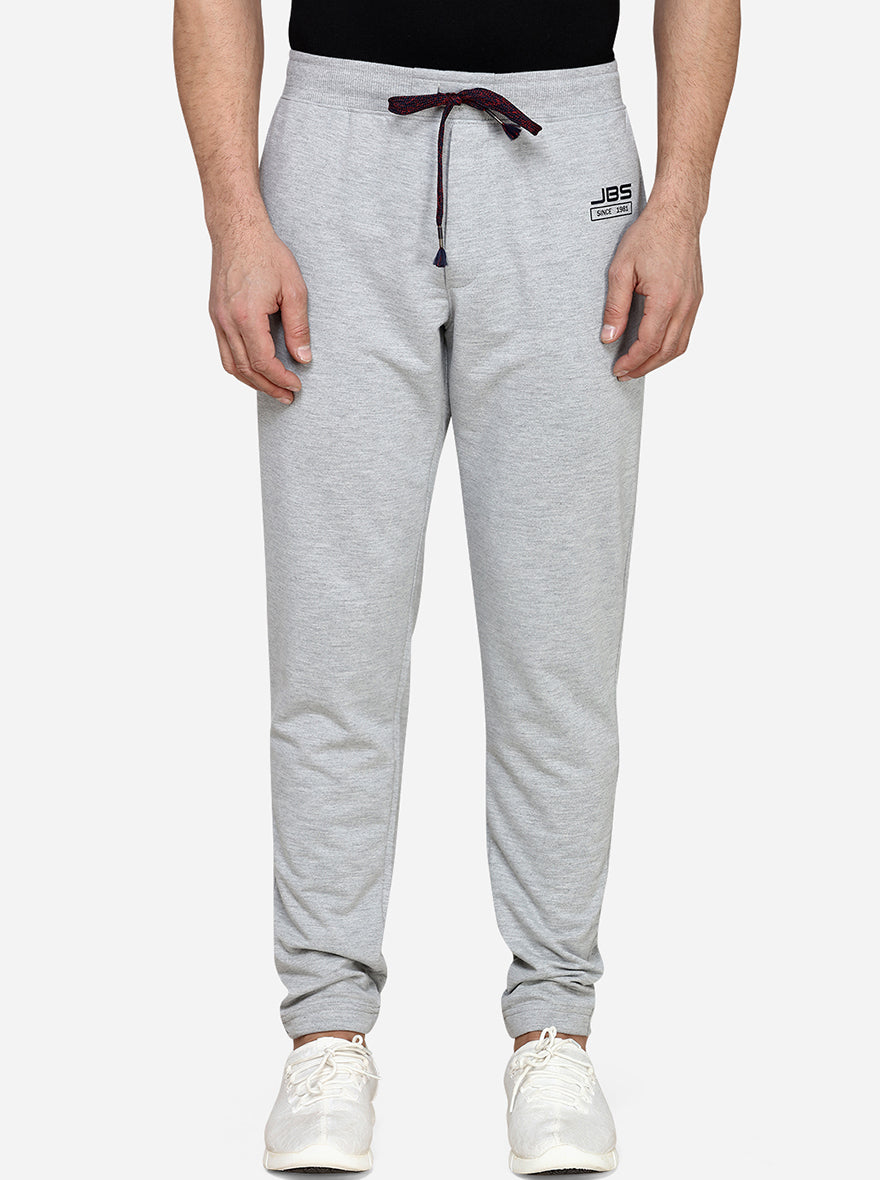 Grey Melange Solid Regular Fit Track Pants | JadeBlue