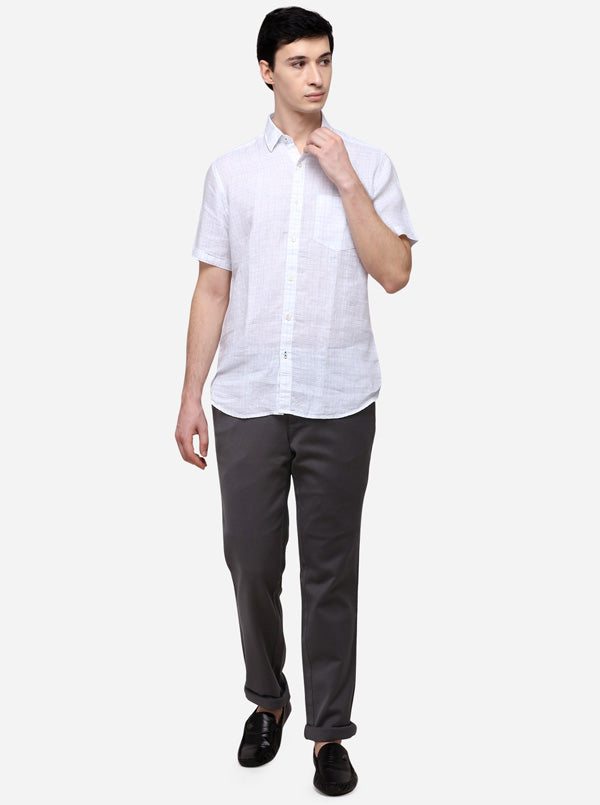 White Slim Fit Solid Casual Shirt | JB Sport