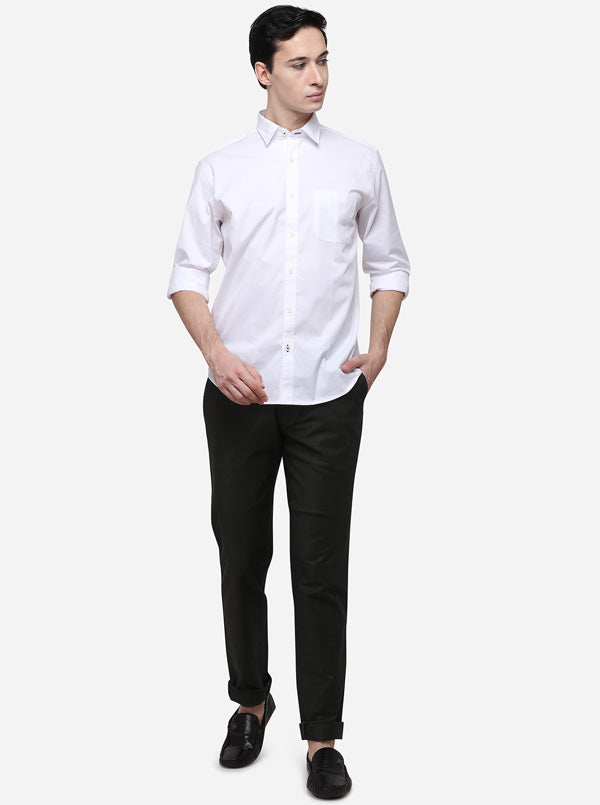 White Regular Fit Solid Casual Shirt | Greenfibre