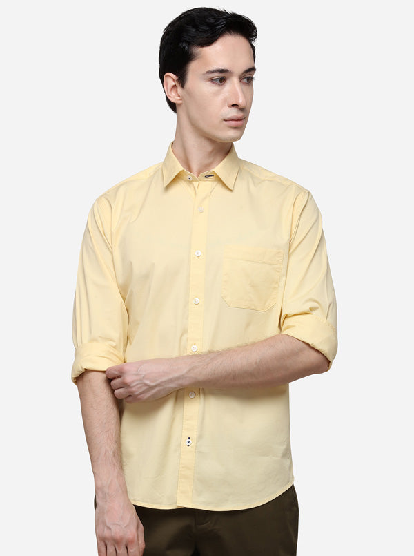 Yellow Classic Fit Solid Casual Shirt | Greenfibre