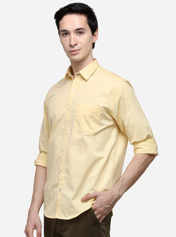 Yellow Classic Fit Solid Casual Shirt | Greenfibre