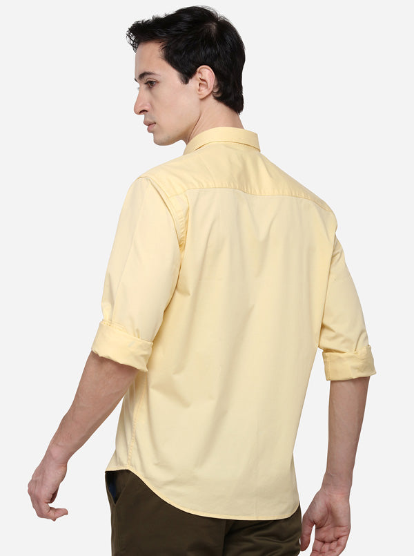 Yellow Classic Fit Solid Casual Shirt | Greenfibre