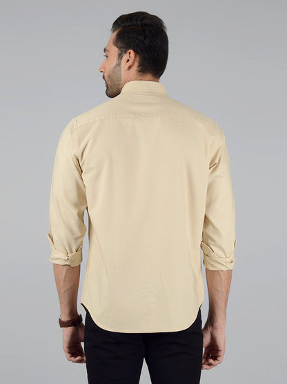 Cream Solid Classic Fit Casual Shirt | Greenfibre