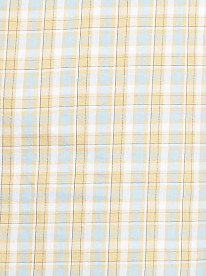 Cream Checked Classic Fit Casual Shirt | Greenfibre