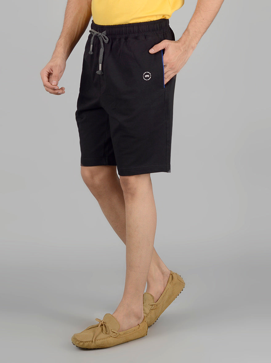 Black Solid Regular Fit Shorts | JadeBlue