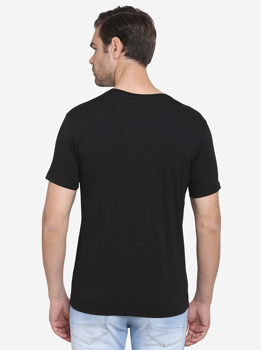 Black Printed Slim Fit T-Shirt  | JadeBlue Sport