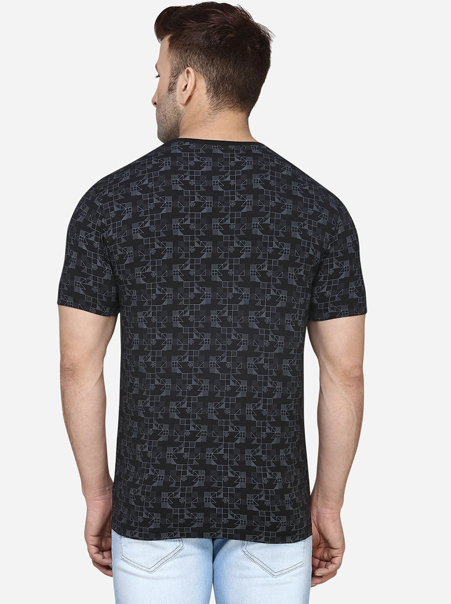 Black Printed Slim Fit T-Shirt | JadeBlue Sport