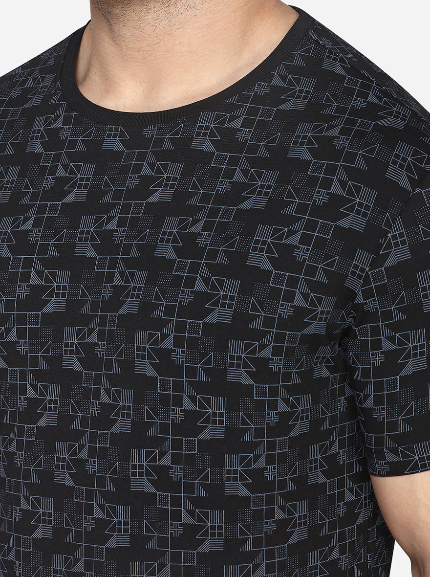 Black Printed Slim Fit T-Shirt | JadeBlue Sport